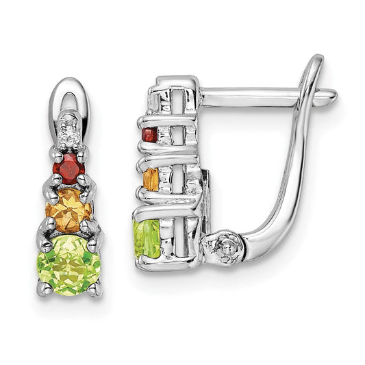 QE16651RB Sterling Silver RH-plated .85t.w. PE/CI/GA/WT Hinged Earrings
