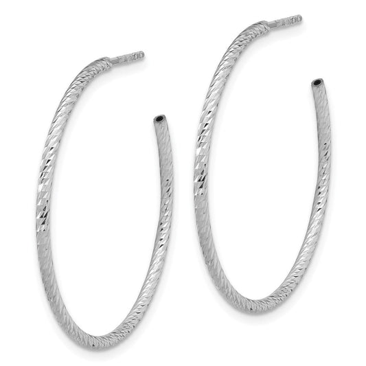 QE16993 Sterling Silver Rhodium-plated D/C Hollow Tube C-Hoop Earrings