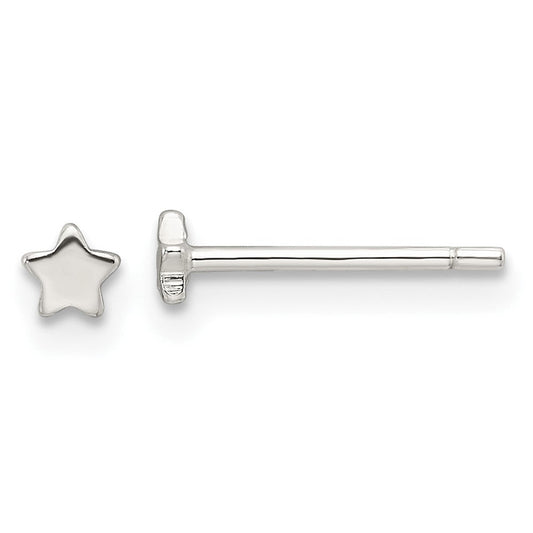 QE17547 Sterling Silver E-Coating Star Post Earrings