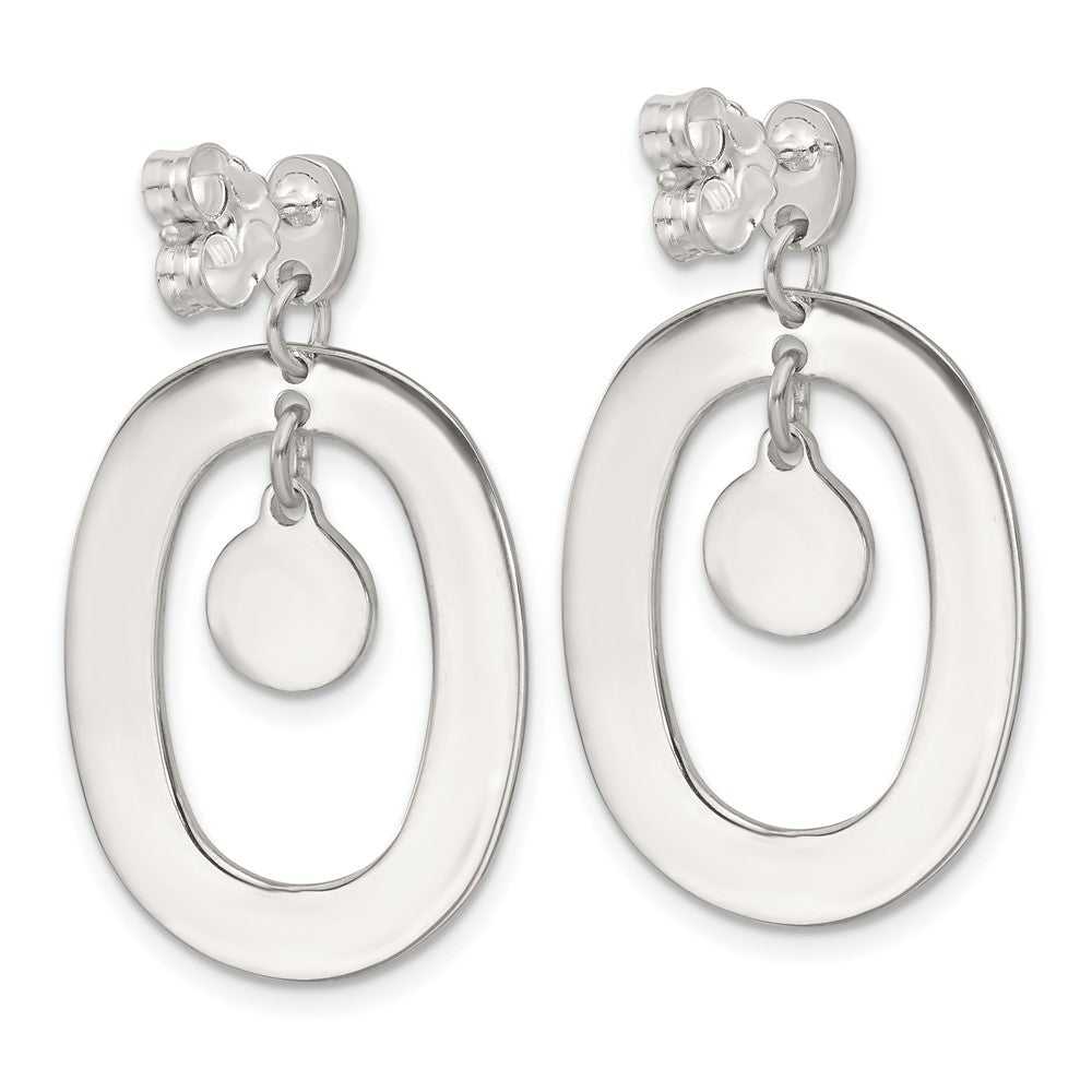 QE18007 Sterling Silver Open Oval with Mother of Pearl Dangle Post Earrings