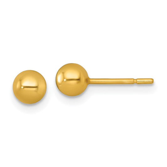 QE18034GP Sterling Silver Gold-tone Polished 4.75mm Ball Post Earrings