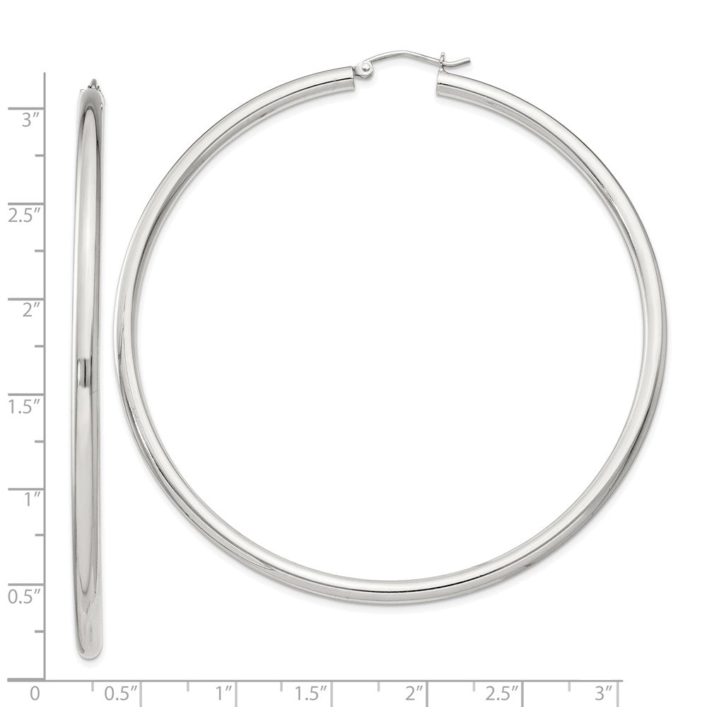 QE4400SP Sterling Silver 3mm Round Hoop Earrings