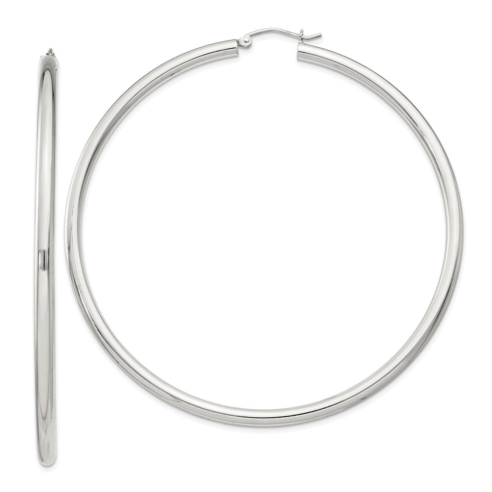 QE4400SP Sterling Silver 3mm Round Hoop Earrings