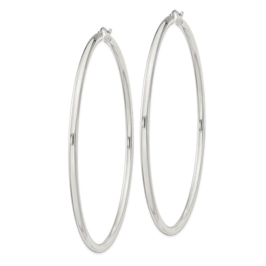 QE4401SP Sterling Silver 3mm Round Hoop Earrings
