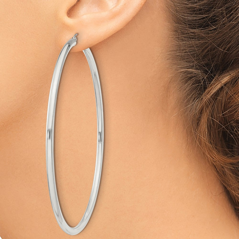 QE4401SP Sterling Silver 3mm Round Hoop Earrings