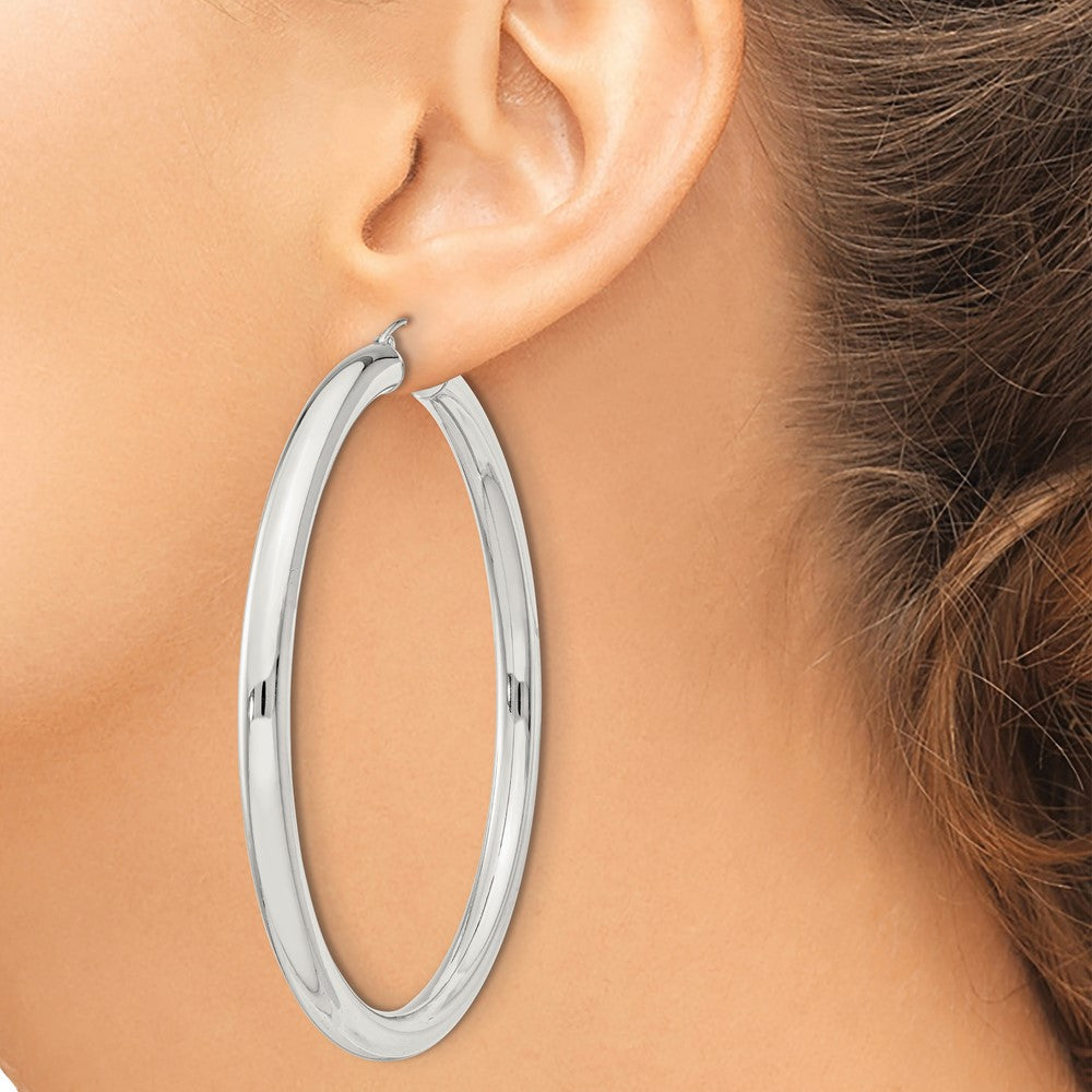 QE4412SP Sterling Silver 5mm Round Hoop Earrings