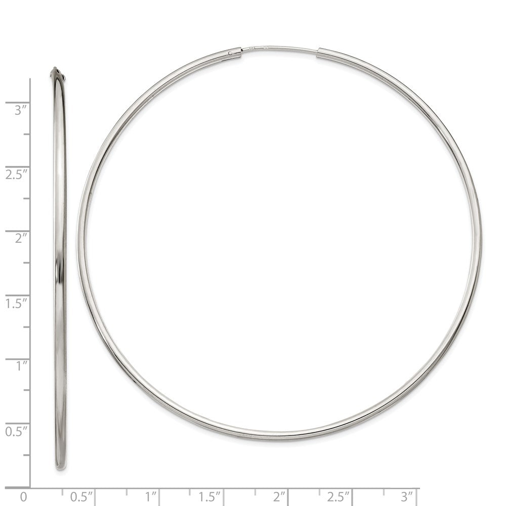 QE4645 Sterling Silver 2x80mm Endless Hoop Earrings