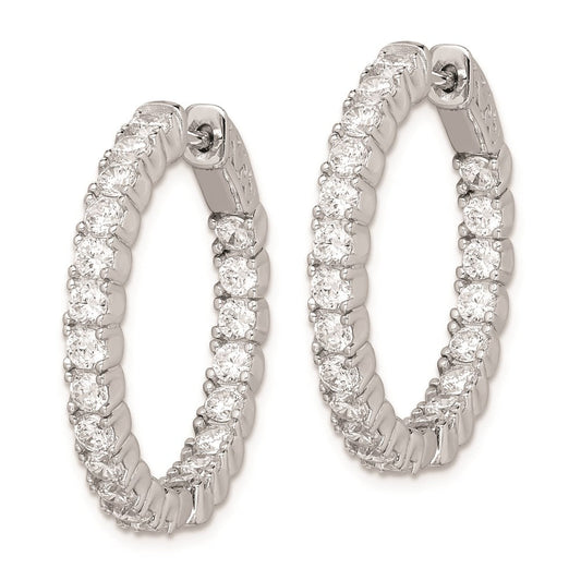 QE7959 Sterling Shimmer Sterling Silver Rhodium-plated 42 Stone 2.5mm CZ In and Out Round Hinged Hoop Earrings