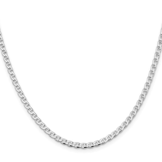 Sterling Silver Rhodium-plated 3.15mm D/C Flat Anchor Curb ChainQFAN080R