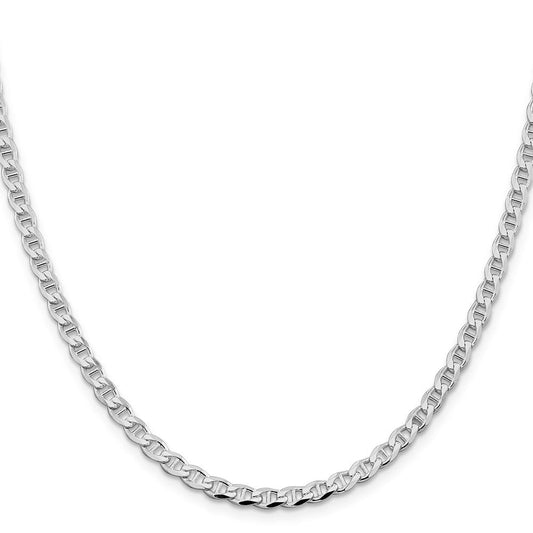 Sterling Silver Rhodium-plated 4.0mm D/C Flat Anchor Curb ChainQFAN100R
