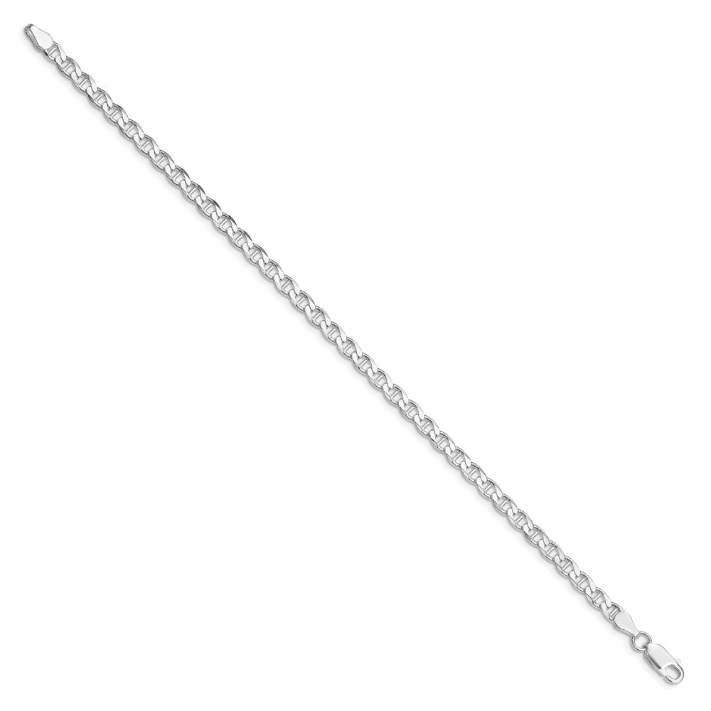 Sterling Silver Rhodium-plated 4.0mm D/C Flat Anchor Curb Chain QFAN100R-8