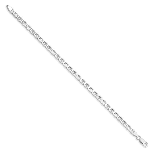 Sterling Silver Rhodium-plated 4.65mm D/C Flat Anchor Curb Chain QFAN120R-8
