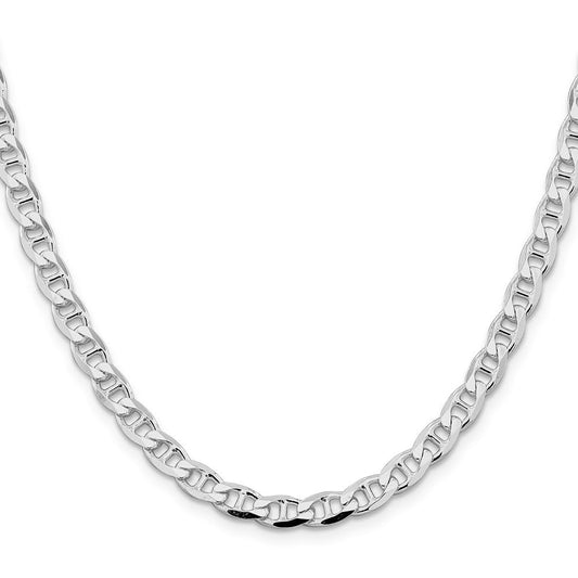 Sterling Silver Rhodium-plated 5.7mm D/C Flat Anchor Curb ChainQFAN150R