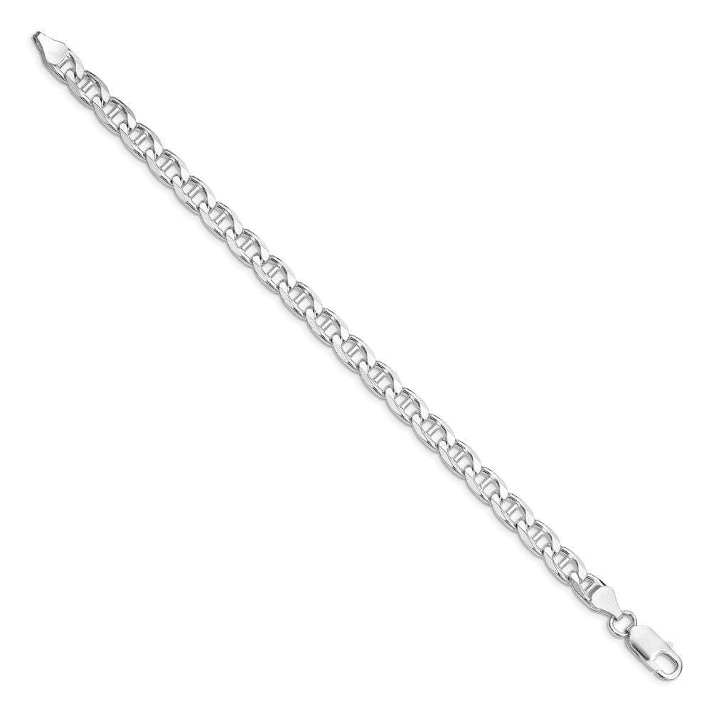 Sterling Silver Rhodium-plated 6.5mm D/C Flat Anchor Curb Chain QFAN180R-8