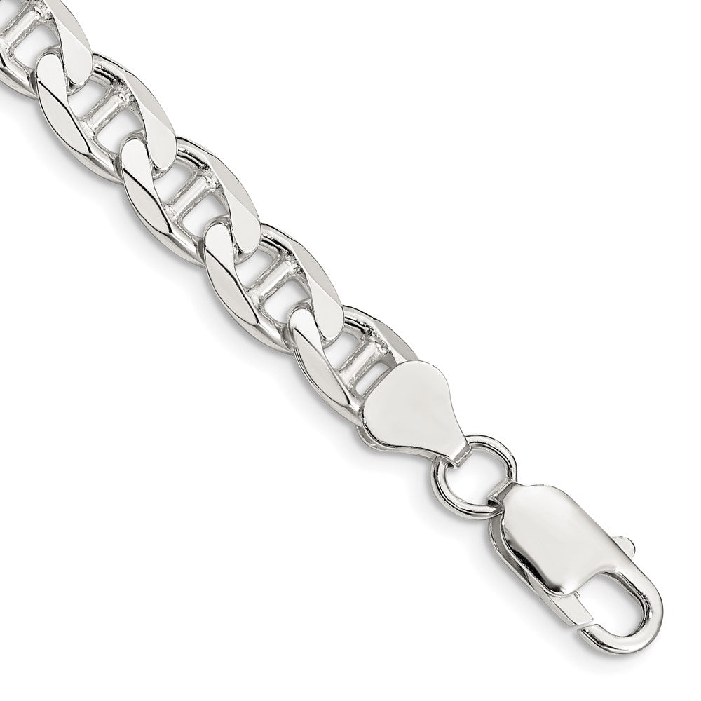 Sterling Silver 7.4mm D/C Flat Anchor Curb Chain QFAN200-8