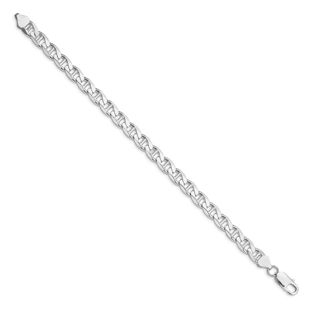 Sterling Silver Rhodium-plated 7.4mm D/C Flat Anchor Curb Chain QFAN200R-8
