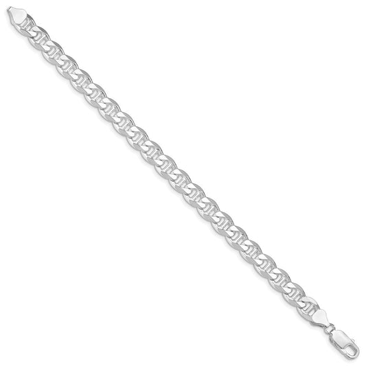 Sterling Silver Rhodium-plated 8.25mm D/C Flat Anchor Curb Chain QFAN220R-8