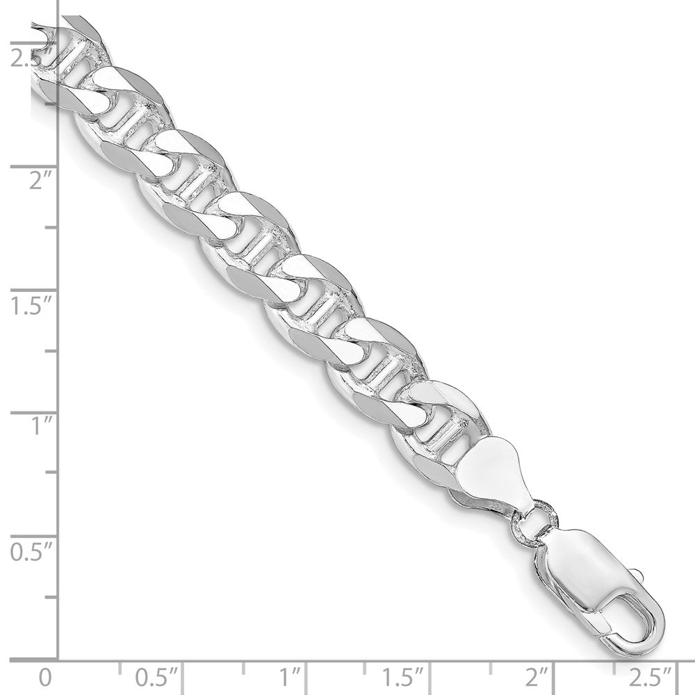 Sterling Silver Rhodium-plated 8.25mm D/C Flat Anchor Curb Chain QFAN220R-8