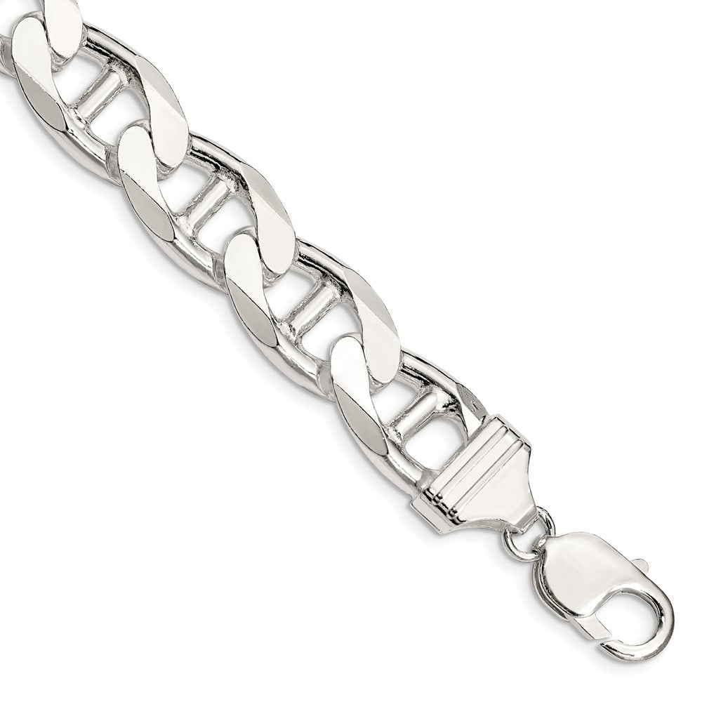 Sterling Silver 13.5mm D/C Flat Anchor Curb Chain QFAN350-8