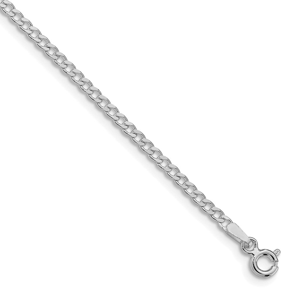 Sterling Silver Rhodium-plated 2.3mm Beveled Curb Chain QFB060R-8