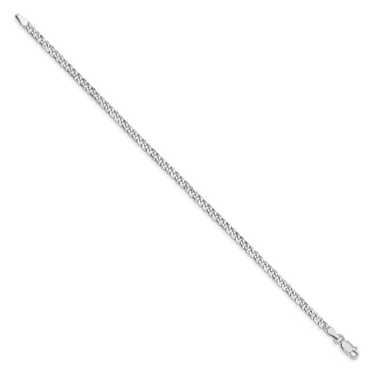 Sterling Silver Rhodium-plated 3.2mm Beveled Curb Chain QFB080R-8