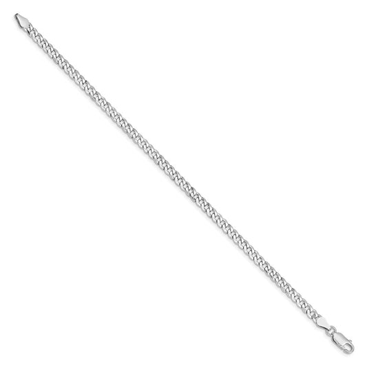 Sterling Silver Rhodium-plated 4mm Beveled Curb Chain QFB100R-8