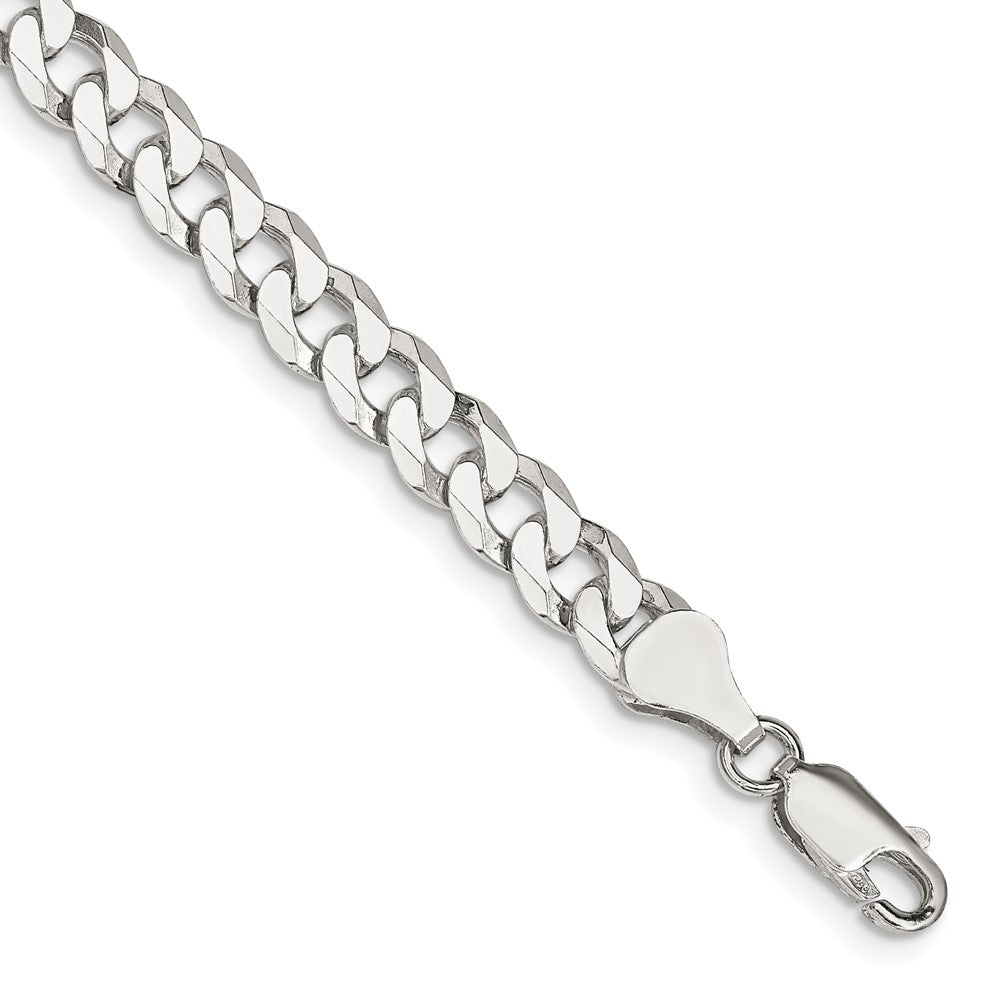 Sterling Silver 6mm Beveled Curb Chain QFB150-8