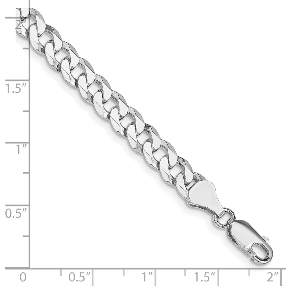 Sterling Silver Rhodium-plated 6mm Beveled Curb Chain QFB150R-8