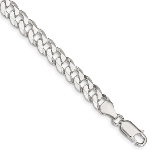 Sterling Silver 7mm Beveled Curb Chain QFB180-8