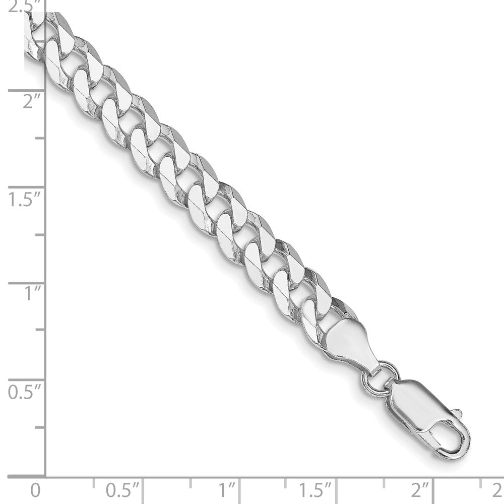 Sterling Silver Rhodium-plated 7mm Beveled Curb Chain QFB180R-8