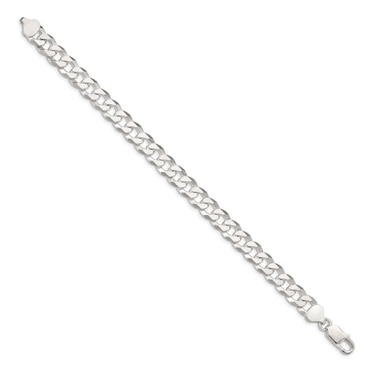 Sterling Silver 8.5mm Beveled Curb Chain QFB210-8