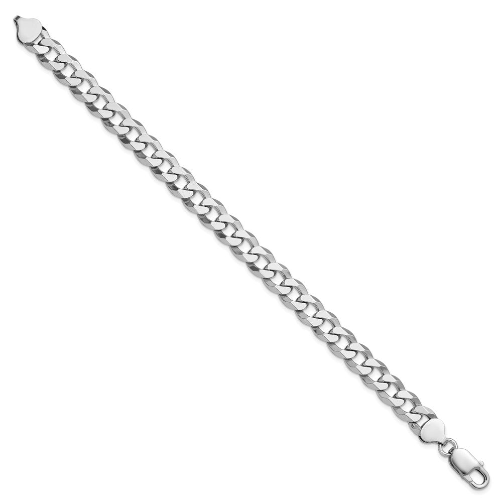 Sterling Silver Rhodium-plated 8.5mm Beveled Curb Chain QFB210R-8