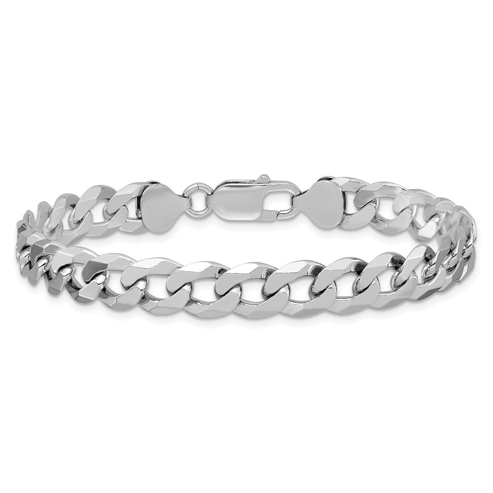 Sterling Silver Rhodium-plated 8.5mm Beveled Curb Chain QFB210R-8