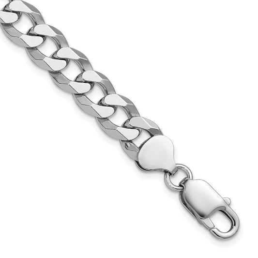 Sterling Silver Rhodium-plated 8.5mm Beveled Curb Chain QFB210R-8