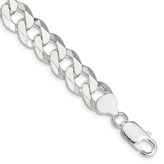 Sterling Silver 10.6mm Beveled Curb Chain QFB250-8