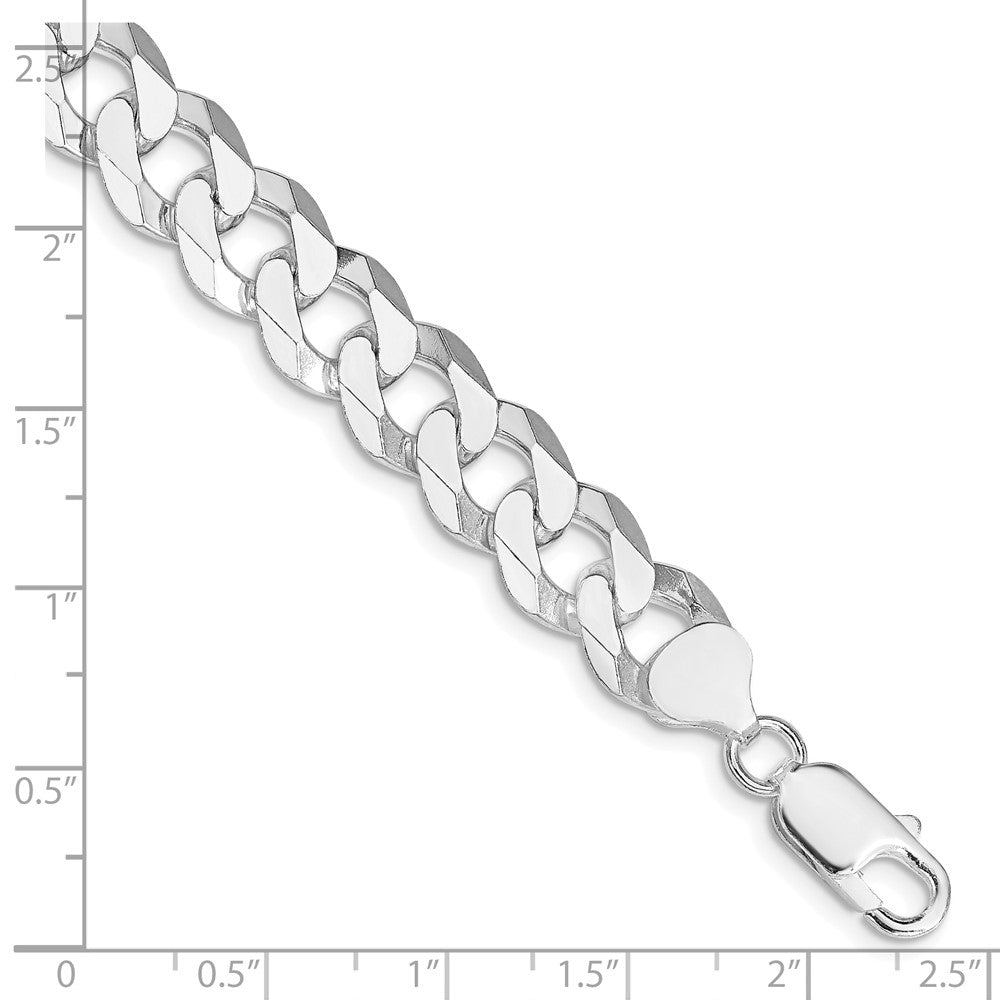 Sterling Silver Rhodium-plated 10.6mm Beveled Curb Chain QFB250R-8
