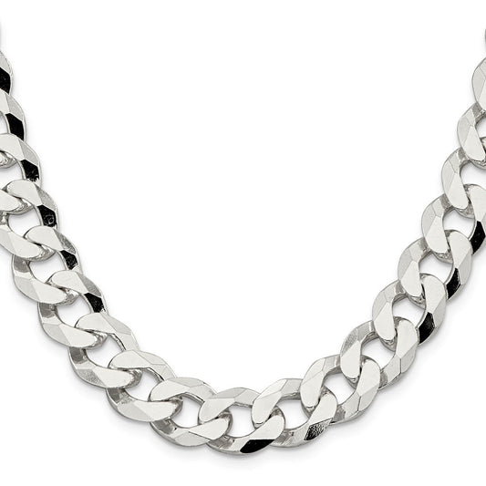 Sterling Silver 14mm Beveled Curb ChainQFB350