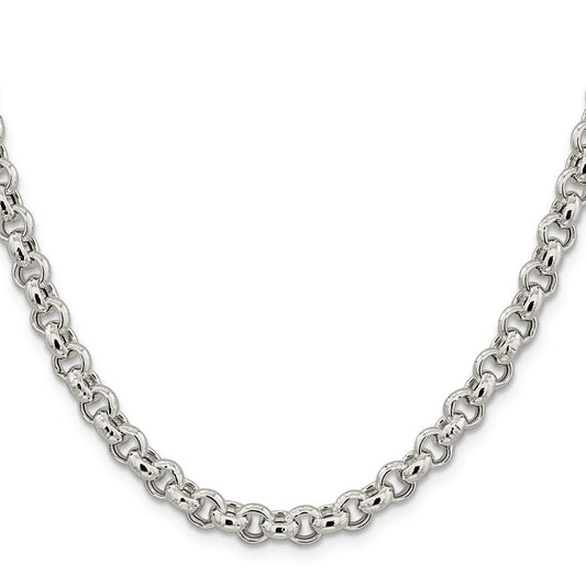 Sterling Silver 6.5mm Semi-solid Rolo ChainQFC107