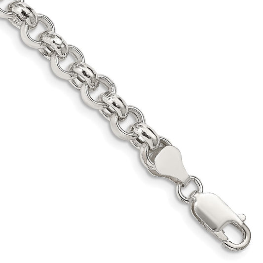 Sterling Silver 6.5mm Semi-solid Rolo Chain QFC107-8