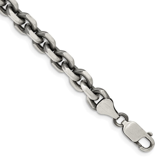 Sterling Silver Antiqued 7.0mm D/C Elongated Open Link Chain QFC144-8