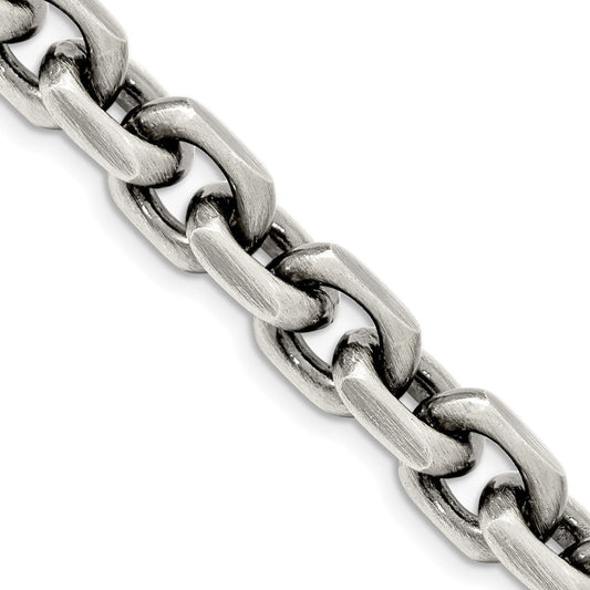 Sterling Silver Antiqued 8.6mm D/C Elongated Open Link ChainQFC145