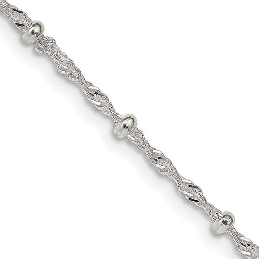 Sterling Silver 2.5mm Singapore w/ Beads ChainQFC165