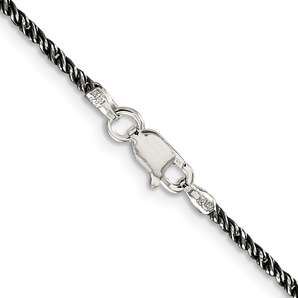 Sterling Silver Ruthenium-plated 1.7mm Twisted Tight Wheat ChainQFC200