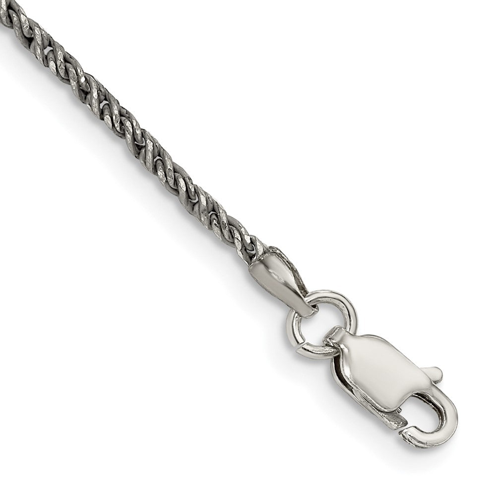 Sterling Silver Ruthenium-plated 1.7mm Twisted Tight Wheat Chain QFC200-8