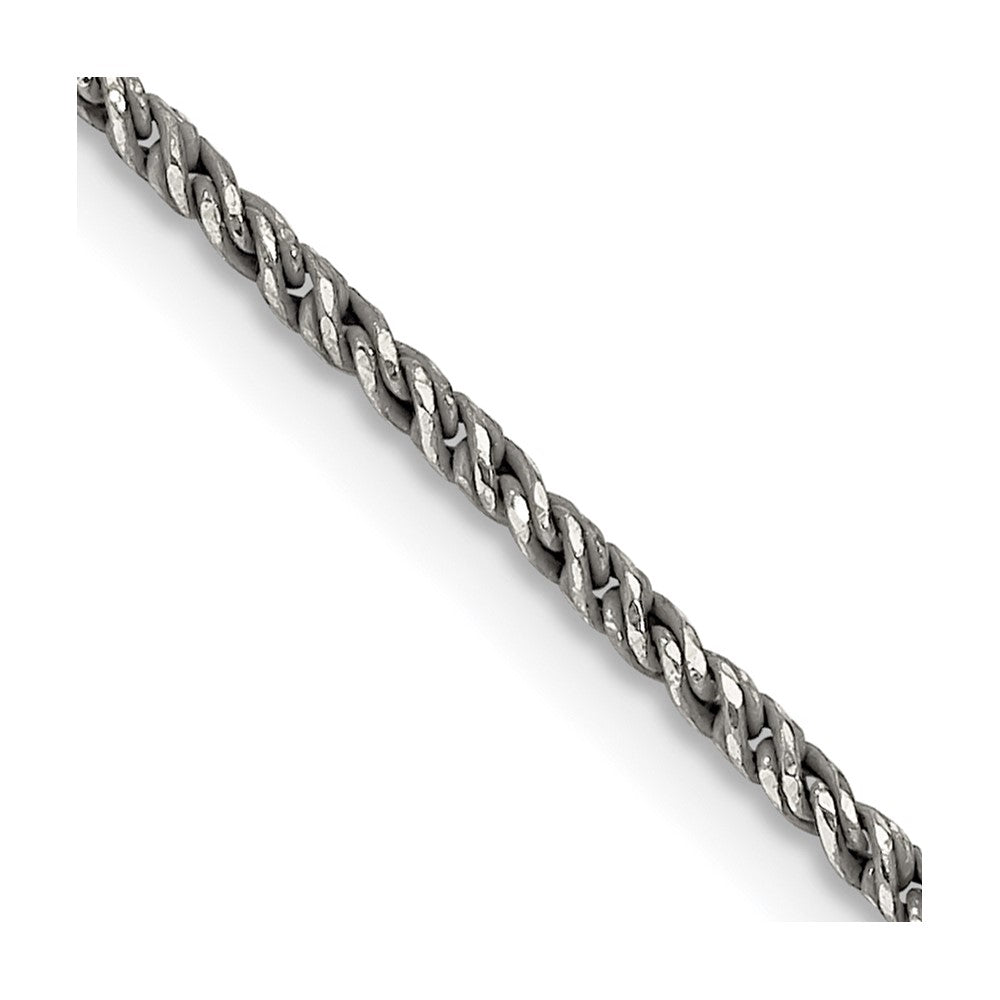 Sterling Silver Ruthenium-plated 1.7mm Twisted Tight Wheat ChainQFC200