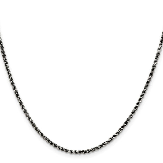 Sterling Silver Ruthenium-plated 2.3mm Rope ChainQFC209
