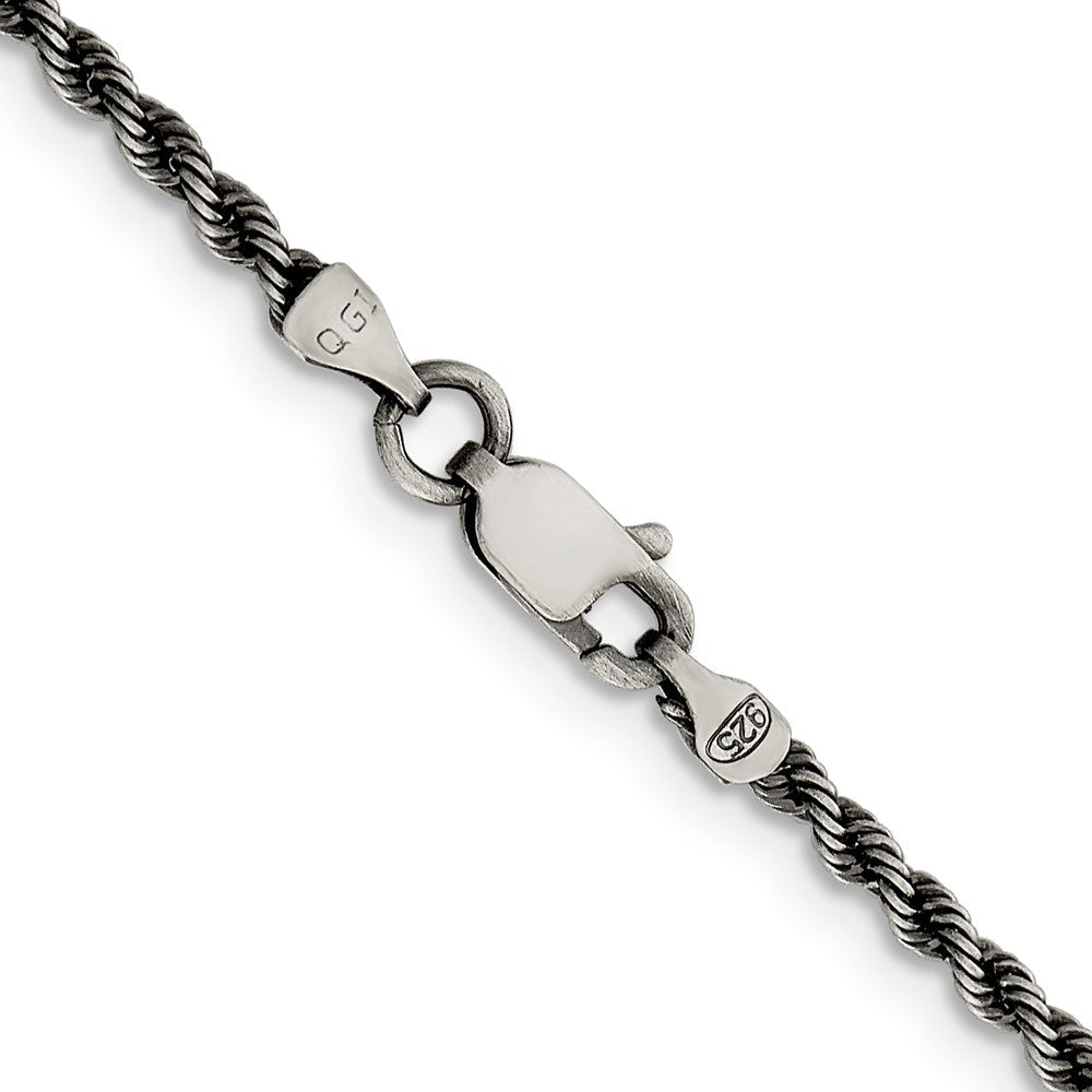 Sterling Silver Ruthenium-plated 2.3mm Rope ChainQFC209