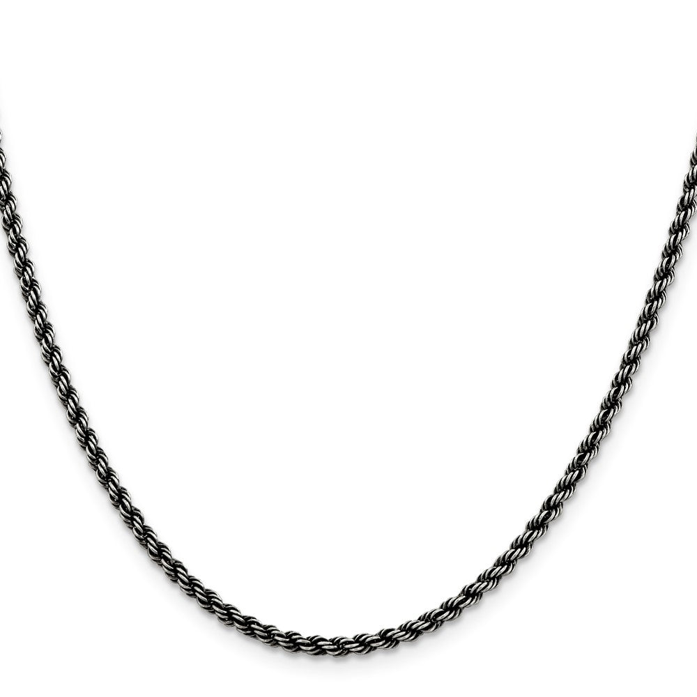 Sterling Silver Ruthenium-plated 2.9mm Rope ChainQFC210