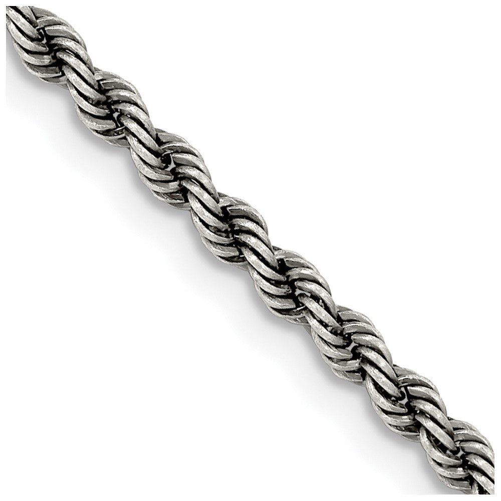 Sterling Silver Ruthenium-plated 2.9mm Rope ChainQFC210