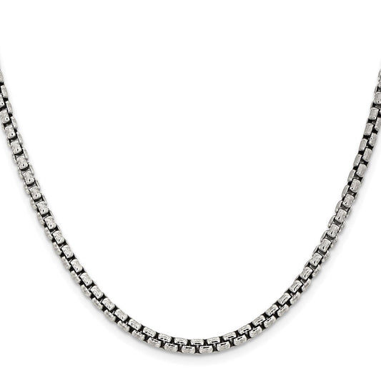Sterling Silver Antiqued 3.6mm Round Box ChainQFC216